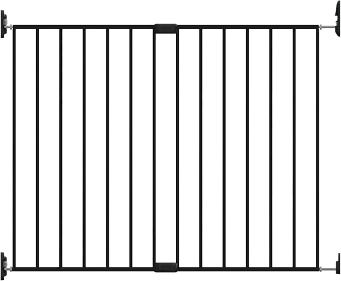 Adjustable Pet Safety Swing Gate, Hardware-Mounted Metal Gate for Stairs and Doorways, Secure Latch for Pets (Black, 24"-40.5" W x 28.75" H)