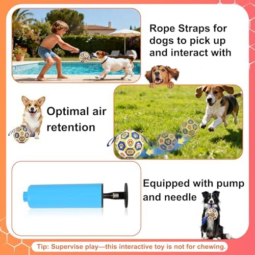 Vivifying Dog Toys Balls, 6 Inch Durable PU World Cup Soccer Ball for Indoor and Outdoor Tug-of-War, Mental Stimulation & Anxiety Relief