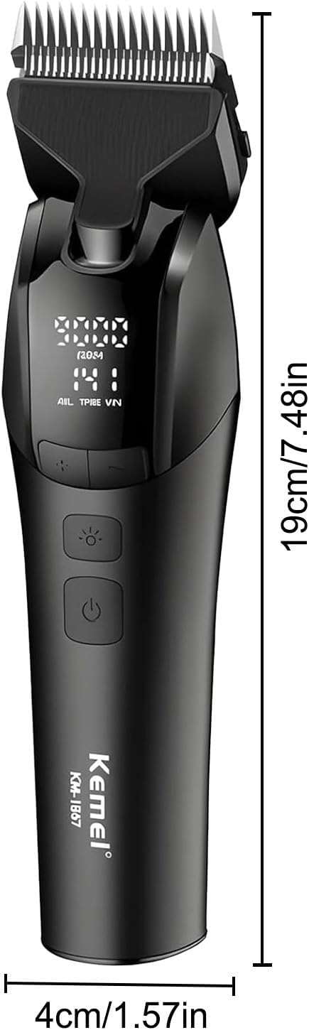 KEMEI-1857 Dog Grooming Clippers & Cat Grooming Kit, Professional Cordless Trimmer with LED Display, 4 Adjustable Guide Combs (3/6/9/12mm), USB Rechargeable, Low Noise for Home Pet Grooming