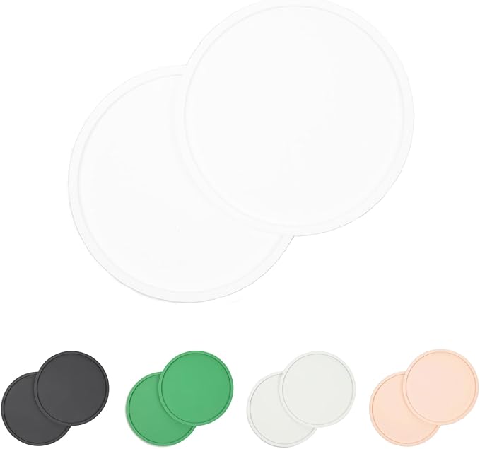 Waggo Habit Silicone Dog Placemat – Set of 2 Modern Heavyweight Silicone Dog Food Mats, Dishwasher Safe, Non-Slip, Solid Color – White (Medium, 7")