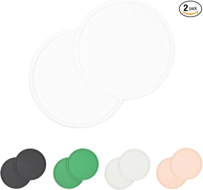 Waggo Habit Silicone Dog Placemat – Set of 2 Modern Heavyweight Silicone Dog Food Mats, Dishwasher Safe, Non-Slip, Solid Color – White (Large, 9")
