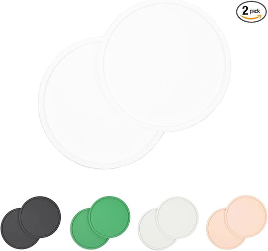 Waggo Habit Silicone Dog Placemat – Set of 2 Modern Heavyweight Silicone Dog Food Mats, Dishwasher Safe, Non-Slip, Solid Color – White (Large, 9")