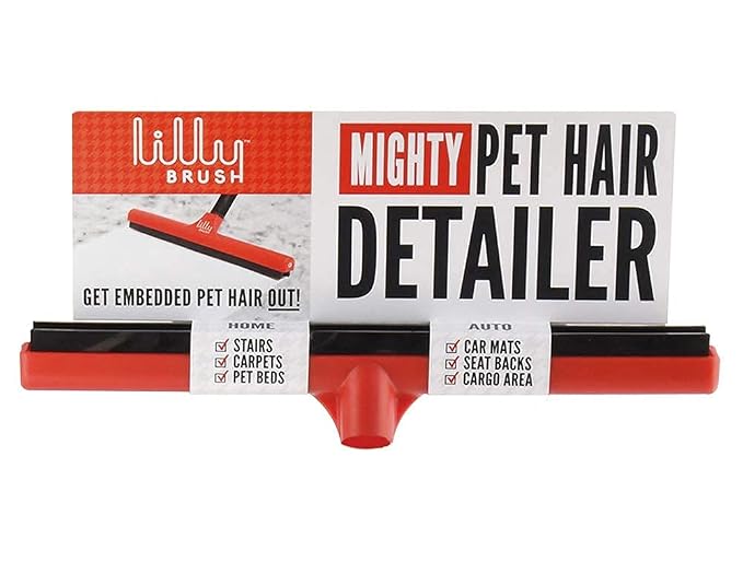 Lilly Brush Mighty Pet Hair Detailer Head (NO HANDLE) Dog & Cat Fur Clean-Up for Carpets and Rugs. Fits on ALL standard broom sticks.