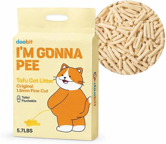 Tofu Cat Litter Flushable, Fast Clumping, Scoop Poop Easily, Less Dust, Less Tracking, Natural Non Toxic Cat Litter, Biodegradable cat Litte, sustainably Yours, I'm Gonna Pee(5.7lb x 1pack)