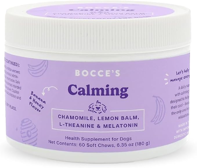 Bocce's Bakery Bedtime Tea Treats + Calming Supplement Bundle for Dogs – All-Natural, Wheat-Free Biscuits & Stress Support with Chamomile, Lemon Balm, L-Theanine – Real Ingredients Baked in The USA
