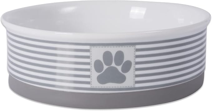 Bone Dry Paw & Patch Ceramic Pet Collection, Large Set, 7.5x2.4", Gray, 2 Piece