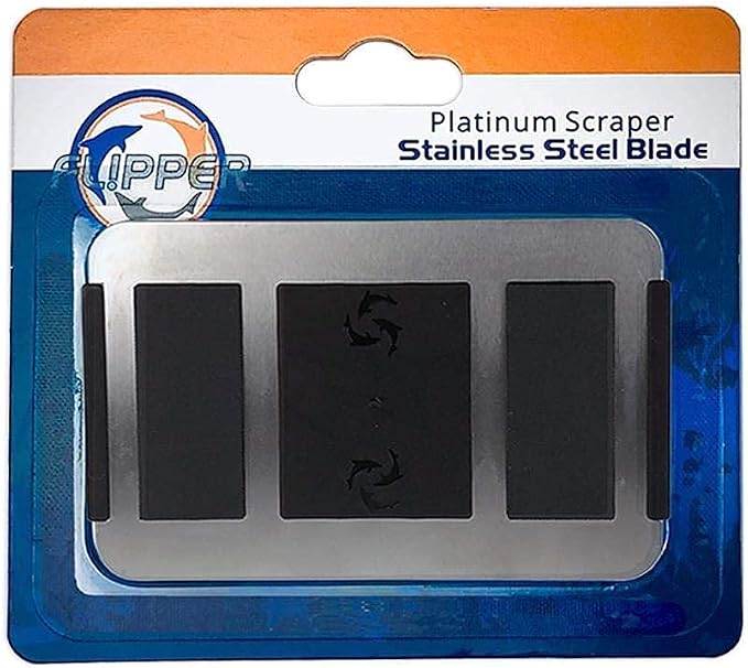 Flipper Platinum Aquarium Hand Scraper Tool – Glass and Acrylic Fish Tank Cleaner – Aquarium Glass Cleaner - Aquarium Glass Scraper with Serrated Blade 18"