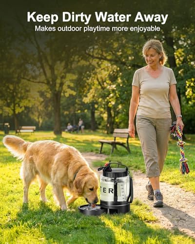 2 Pack Color Black Dog Water Dispenser, Camping Essentials, Large Travel Bottle with Pull-Out Drinking Bowl, Portable Beach Accessories, Car Water Container for Dogs, BPA Free,77 & 54 OZ