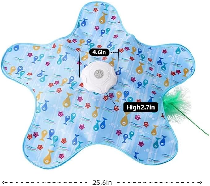 Interactive Cat Toy, Automatic Activated Hide and Seek Toys for Indoor Cats, with Moving Feathers, Switchable Mouse Sounds, Rechargeable