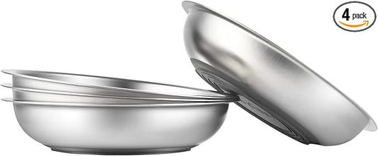 PEDAY 18/8 Stainless Steel Cat Bowls, Human Grade, Whisker Friendly - Pack of 4