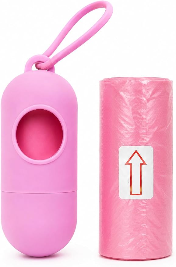 PawKit- All-in-one Dog Travel and Grooming Kit:- Deshedding Rake, Portable Water Bottle Feeder, Pet Hair Lint Roller, Collapsible Bowl, Poop Bag Dispenser, and a Travel Storage Bag. (Pink)