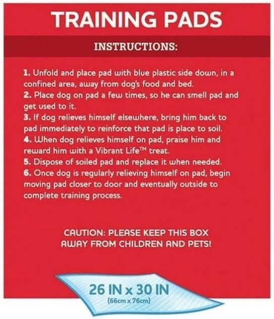 Vibrant Life Training Pads – Super Absorbent, Leak Proof, & Fast Dry Dog and Puppy Pee Pads ~ XL 26 in x 30 in ~ (75 Count) ~ (1 Pack)