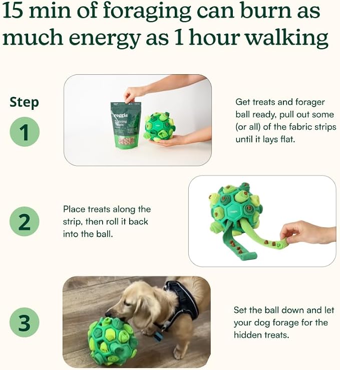 Reggie Forager Ball for Dogs | Interactive Treat Dispensing Dog Enrichment Toys | Reduces Boredom, Stress & Hyperactivity | Snuffle Toys for Dogs | Durable & Washable Dog Puzzle Toy