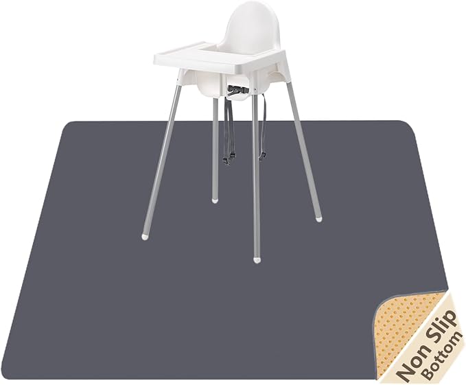 Baby Splat Mat for Under High Chair, 60 x 60 Inch Splash Mat, Waterproof and Washable Spill Mat, Anti-Slip Floor Protector