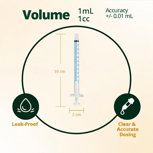 Elimedical 1ml Oral Syringe, Slip Tip, Without Needle, for Medication or Liquid Dispension, 1cc (1ml), 100 per Box, Clear, 01PC