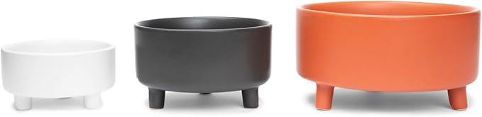 Waggo Uplift Ceramic Dog Bowl for Small Medium and Large Breeds - Set of 2 Heavyweight and Durable Pet Food and Water Dish Crock, Dishwasher Safe, Modern, Elevated Feeder (Black, Medium)