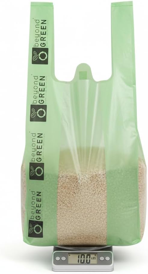 beyondGREEN Cat Litter Waste Bags with Handles, 100 Count — Green, Strong 20 Micron Litter Pick-Up Bags, Easy-Tie, 8" x 16" with 2.5" Gussets, Made in USA
