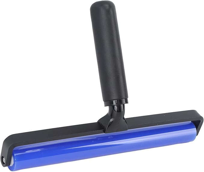 Focket Silicone Dust Roller, Reusable Pet Hair Remover with High Elasticity Fast Dust Removal Tool for Clothes Carseats Furniture, Washable Lint Roller Cleaner with Black Plastic Handle (10 Inch)