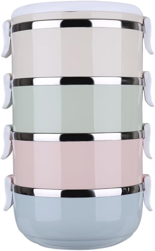 Pets Travel Bowl,4 Tiers Portable Stainless Steel Travel Lunch Bowls Set for Pet
