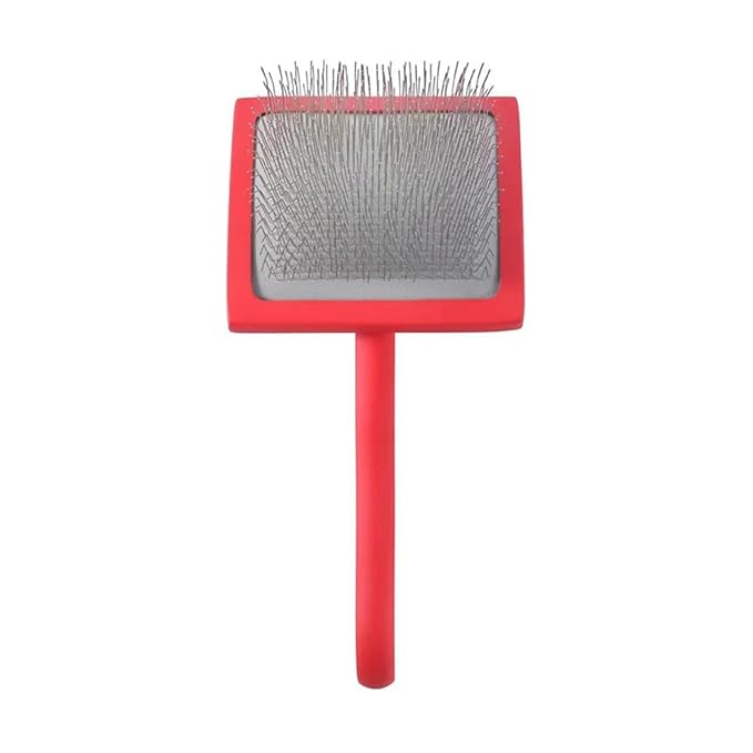Professional Pet Grooming Brush - Long Handle Hair Remover for Dogs, Reusable Deshedding Rake(Red)