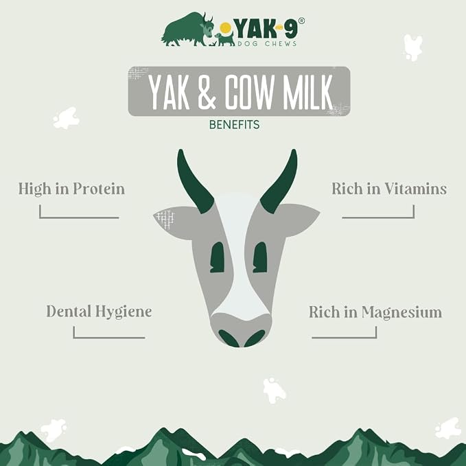 Yak9 Cheese Dog Chews, High Protein Treats, Natural, Rawhide Free, Long Lasting with Vitamins & Minerals, Extra Small Size, Yak & Cow, 8 PC, 1lb
