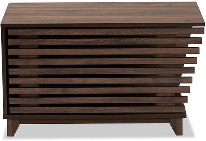 Baxton Studio Eckhart Modern and Contemporary Walnut Brown Finished Wood Cat Litter Box Cover House