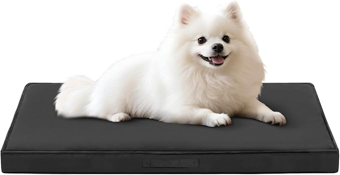 Outdoor Dog Bed for Small Dogs, Waterproof Dog Bed Small, 30x20x3 Inch, Orthopedic Dog Bed with Removable Washable Cover, Flat Rectangle Pet Crate Pad for Kennel, Cage, Outside, Dark Grey