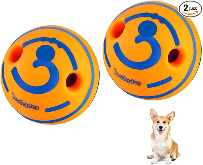 Wobble Giggle Ball for Dogs Durable Interactive Dog Toys for Small Medium Large Dogs (Orange/Blue, XXL/5.51 inch)