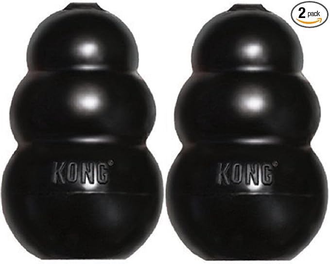 Kong Extreme Dog Toy 2-Pack, Large - Tough Chew Toys for Aggressive Chewers - Black Durable Rubber