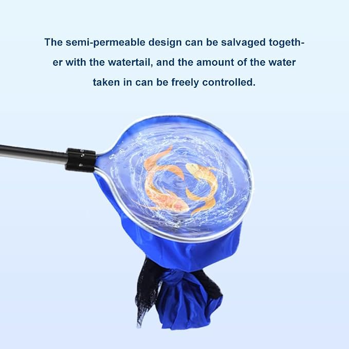 Koi Fish Tank Net, Semi-Permeable Fishing Soft Lightweight Mesh Basket Aquarium Netting Long Handle Large Koi Sock Net for Large Fish Eggs Safety, Isolating, Transfer