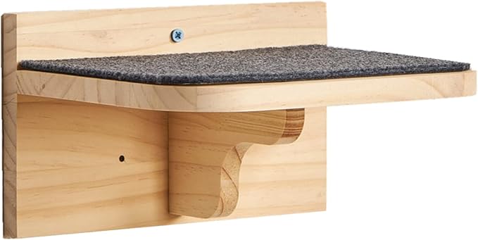 SHENGOCASE 2-Pack Cat Wall House, Wall-Mounted Shelves Perch Furniture Set with 3 Steps, Natural Wood, Washable Cat Cushions