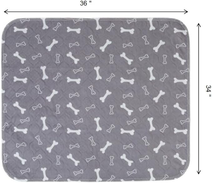 2 Pack 34"x36" Washable Pee Pads for Dogs, Super Absorbent Reusable Training Dog Pads with Bone Print, Non-Slip Potty Pads for Whelping, Playpen, Crate, Bed