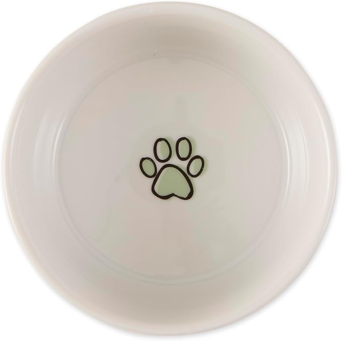 Bone Dry Ceramic Food Bowls, Non-Slip & Dishwasher Safe, Small Set, 4.25x2 Desert Sage Check