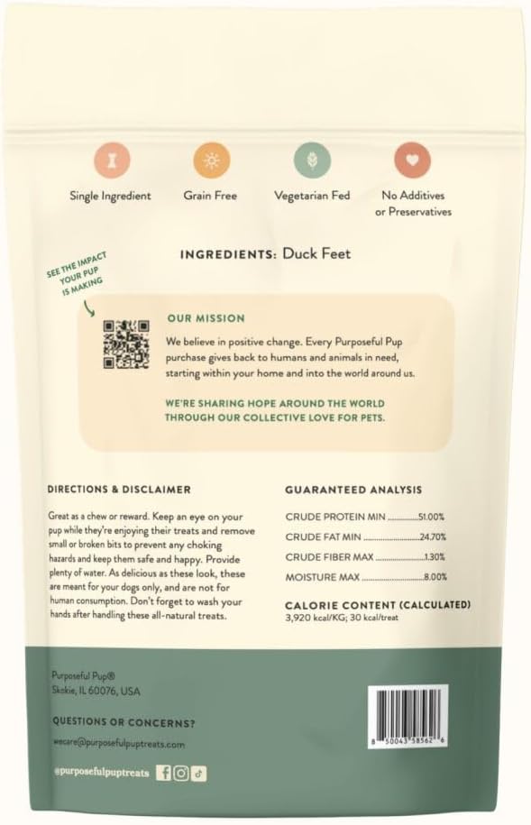 Duck Feet Dog Treat 20 Pack – Bulk European Quality, De-Nailed & Slow Cooked for 37-Hour Air Dried | Natural Hip & Joint Support | Dental Chew for Large Dogs | Rawhide Alternative