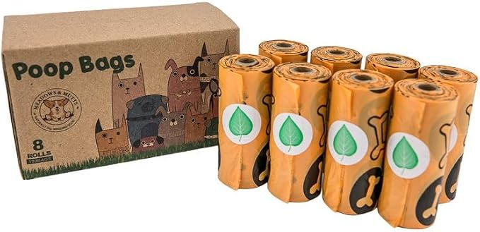 MEADOWS & MUTTS Dog Poop Bags - 120 Count Compostable Biodegradable Plant Based Pet Waste Bags | Leak Proof Extra Thick | Lavender Scented Eco-Friendly Puppy Poop Bags