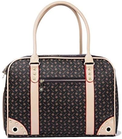 Pet Carrier Tote Around Town Pet Carrier Portable Dog Handbag Dog Purse for Outdoor Travel Walking Hiking, Brown, 14.17''*11''*6.3''