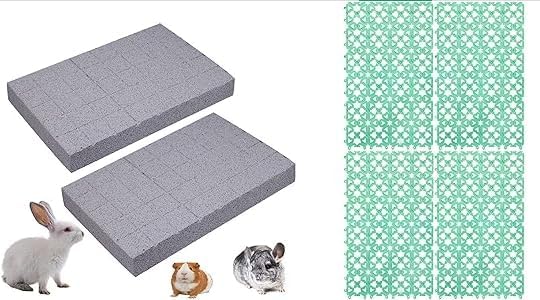 Hamiledyi Rabbit Scratch Foot Pads Bunny Grinding Claw Pad 2 PCS Natural Small Animal Hamster Lava Stone for Teeth Grinding Rabbit Scratching pad Chew Toy Rabbit Cage Mats Plastic Bunny Feet Pad Playp