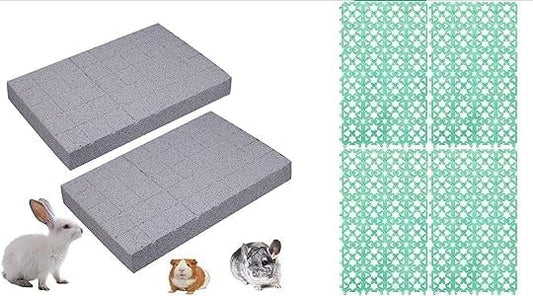 Hamiledyi Rabbit Scratch Foot Pads Bunny Grinding Claw Pad 2 PCS Natural Small Animal Hamster Lava Stone for Teeth Grinding Rabbit Scratching pad Chew Toy Rabbit Cage Mats Plastic Bunny Feet Pad Playp
