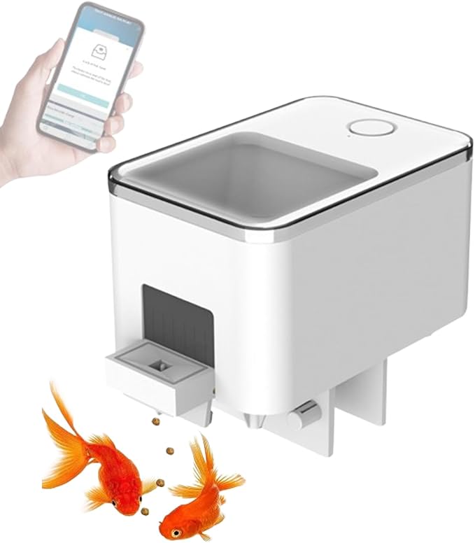 Geevorks WiFi Fish Feeder Automatic Dispenser,Automatic Fish Feeder for Aquarium,Intelligent,Precise Food Distribution,with App Control Timer USB Powered,for Diameter Less Than 4mm Food