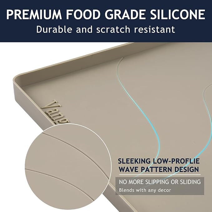 Heavy Duty Silicone Under Sink Mat for Kitchen&Bathroom 28" x 19", Waterproof Under Sink Rubber Mat Drip Tray, Raised Edge Under Sink Liner,Prevent Drips, Leaks, Spills,Brown