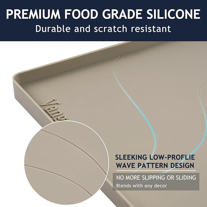 Heavy Duty Silicone Under Sink Mats for Kitchen Waterproof 22" x 22", Extra Thick Under Sink Rubber Mat Drip Tray, Raised Edge Under Sink Liner,Prevent Drips, Leaks, Spills,Brown