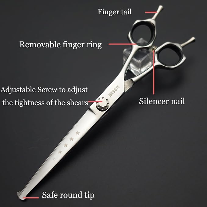 7 inches Safe Dog Grooming Scissors Set with Round Tip,Straight & Thinning & Curved Shears Set with comb for Dog & Cat Grooming (Black 3 in 1 with comb)