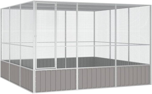 Steel Bird Cage, Large Flight King Bird Cage for Cockatiels African Grey Quaker Amazon Sun Parakeets Green Cheek Conures Pigeons Parrot Bird Cage Birdcage, Gray 119.1"x127.8"x83.3"