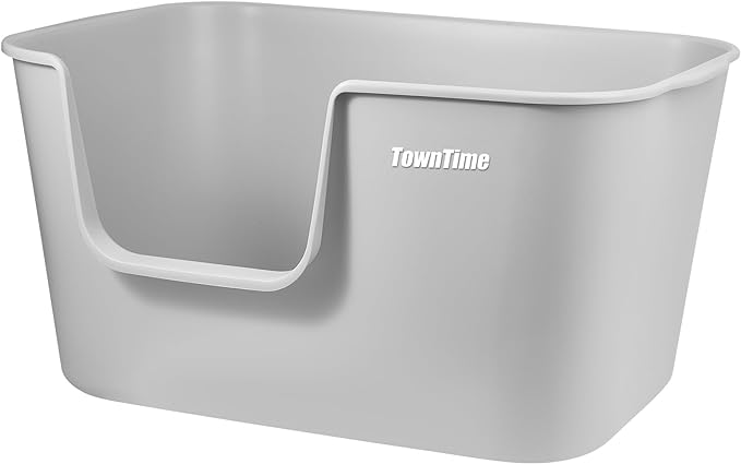 Extra Large Kitty Litter Box with High Sides, Anti-Splashing, Tool-Free Assembly, Multi Cat, Jumbo (Grey) 24.60" L x 16.92" W x 12.99" H