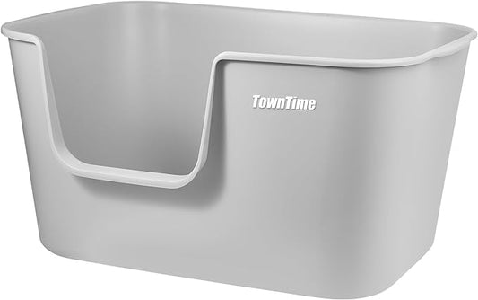 Extra Large Kitty Litter Box with High Sides, Anti-Splashing, Tool-Free Assembly, Multi Cat, Jumbo (Grey) 24.60" L x 16.92" W x 12.99" H