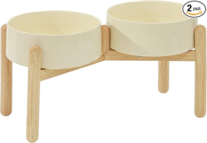Havniva 8.3inch Ceramic Raised Dog Bowl with Stand, Double Dog Bowls Elevated for Large Breed Dog Food and Water Bowl Set Non-Slip Dog Dish Large Capacity Feeding Pet Water Bowl