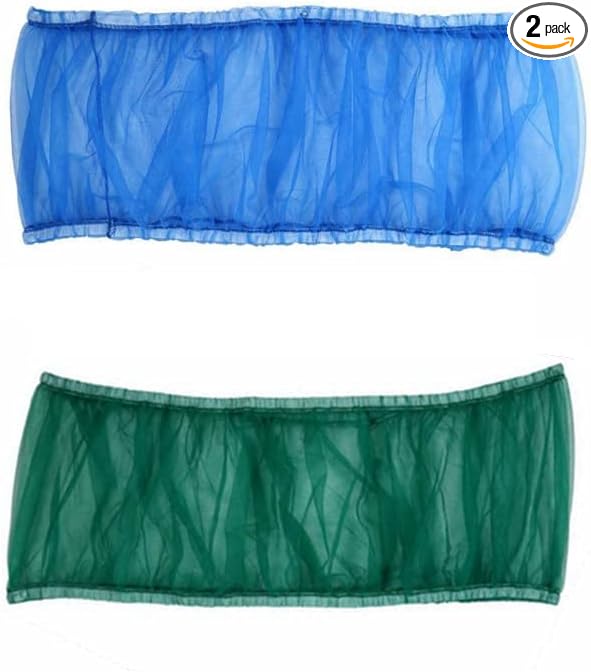 ISMARTEN Bird Cage Seed Catcher (2 Pack), Airy Gauze Bird Cage Cover Seeds Guard Dust-Proof Universal Birdcage Accessories Mesh Net Cover (Blue + Green, L)