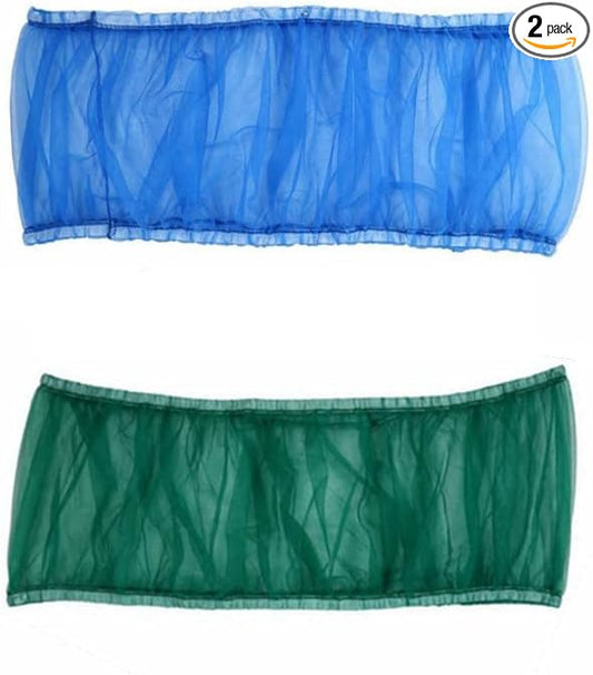 ISMARTEN Bird Cage Seed Catcher (2 Pack), Airy Gauze Bird Cage Cover Seeds Guard Dust-Proof Universal Birdcage Accessories Mesh Net Cover (Blue + Green, L)
