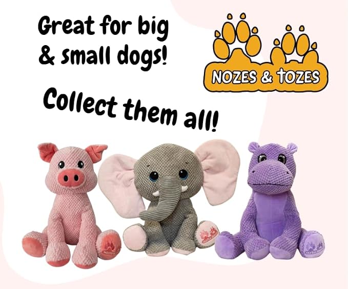 NOZES & TOZES Plush Pig Dog Toy | Dog stuffies for Large Dogs Dog Enrichment Toys for Large Dogs | Dog Toys Without Squeakers- Pink
