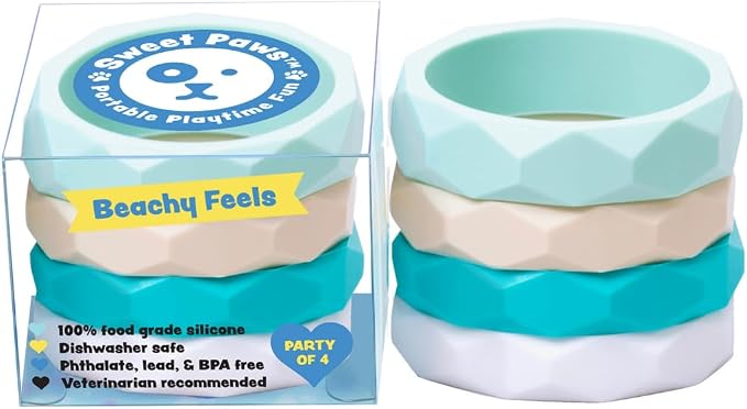Puppy Teething Rings - 4 Pack, Bracelet Food Grade Silicone Chew Toys for Small Dogs-Medium Dog, Puppy Nipping Solution, Chew Toys for Puppies 0-6 Months - Beachy Feels
